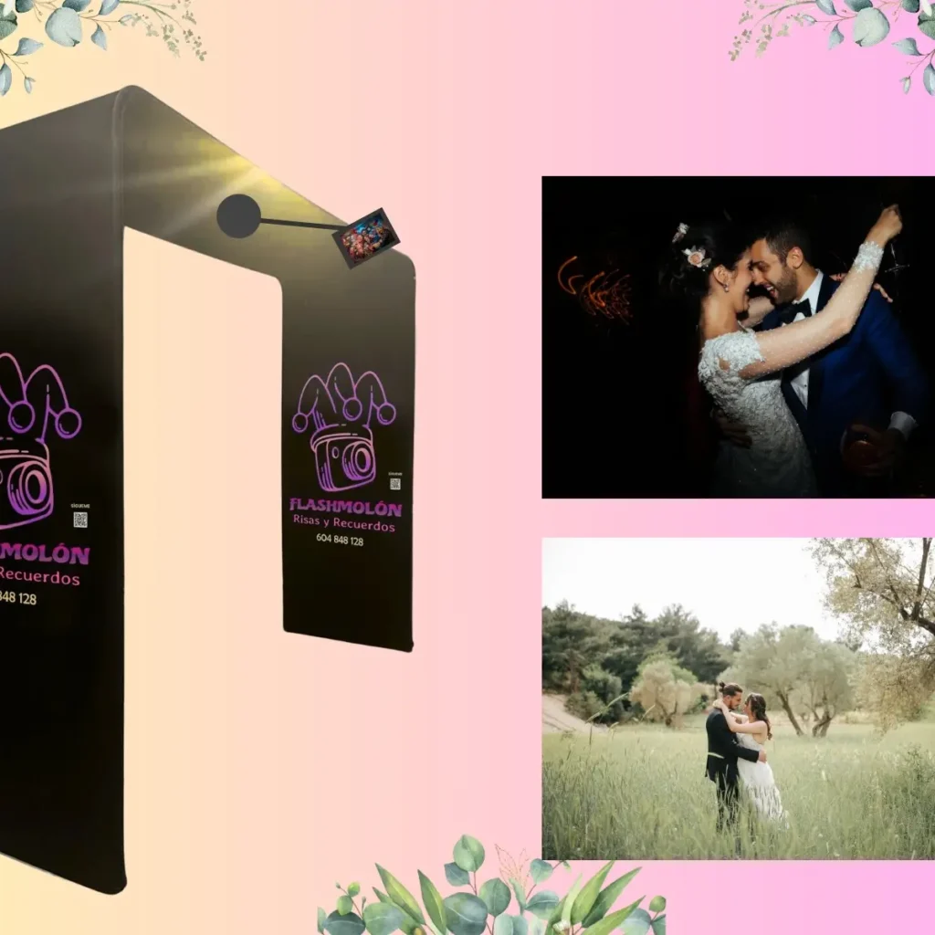 Bodas de Lujo en Madrid: 7 Fincas y Palacios Exclusivos 10 Novios felices en el banquete de su boda de lujo, celebrada en un elegante salón del Casino de Madrid, con los servicios de FLASHMOLÓN FOTOMATÓN creando un ambiente divertido.