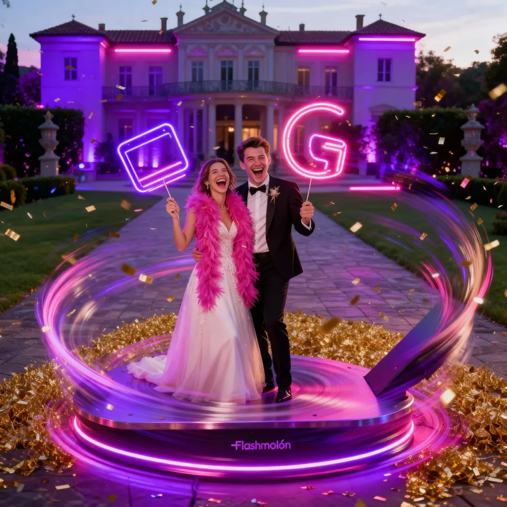 ¿Cuánto Cuesta un Fotomatón 360? Guía de Precios Madrid 19 Grupo de 8 personas divirtiéndose en fotomatón 360 aéreo SKYMolón en una boda en Madrid - Precio desde 350 euros