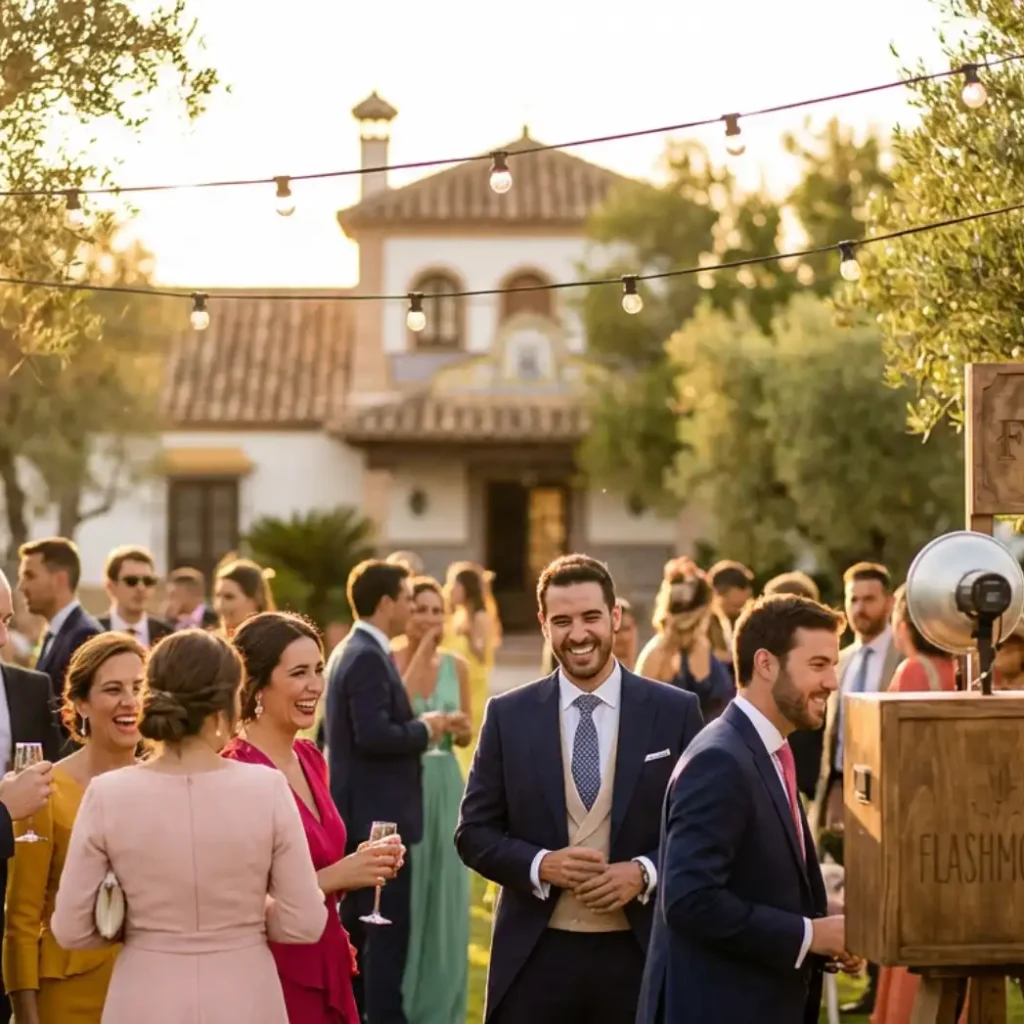 Bodas en Talavera: Los 7 Mejores Sitios 💍 Guía Experta 1 Celebración de boda al aire libre en una finca de Talavera de la Reina al atardecer.